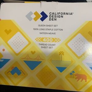 NIB CALIFORNIA DESIGN DEN QUEEN SHEET SET 400 THREAD COUNT 100% COTTON, WHITE
